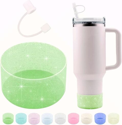 حذاء سيليكون لامع واقٍ، متوافق مع Stanley Tumbler 20-40oz وزجاجة مياه Hydro Flask 12-24oz والمزيد من الزجاجات/الأكواب ذات الجزء السفلي 2.8-2.95 بوصة، بلينغ مضاد للانزلاق in Saudi Arabia