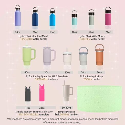 حذاء سيليكون لامع واقٍ، متوافق مع Stanley Tumbler 20-40oz وزجاجة مياه Hydro Flask 12-24oz والمزيد من الزجاجات/الأكواب ذات الجزء السفلي 2.8-2.95 بوصة، بلينغ مضاد للانزلاق in Saudi Arabia