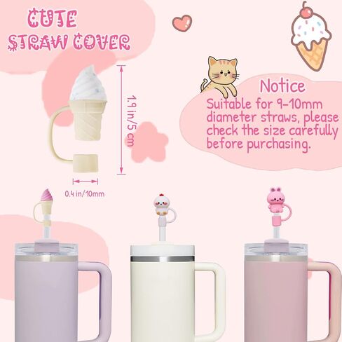 Cup Accessories Set For Stanley, Silicone Spill Stopper Set, Including 2 Cute Straw Cover Cap, 2 Square and Round Spill Stopper, 2 Cute Charms Chain, 1 Silicone Boot, For Stanley Cup 40oz/30oz, Pink in Saudi Arabia