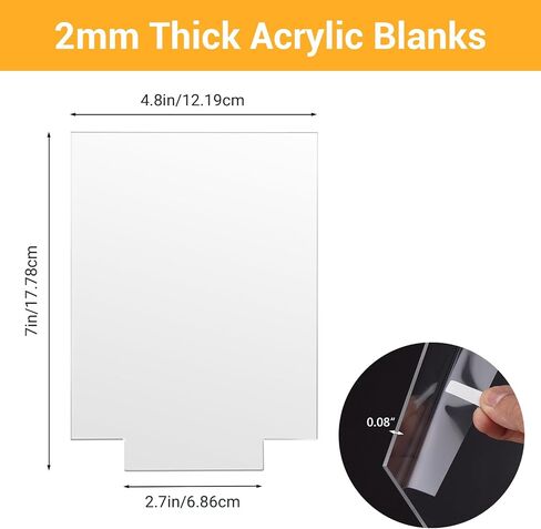 Gartful 4PCS Acrylic Sheets for Light Base, Clear Cast Plexiglass Board, 0.08"(2mm) Thick Plastic Glass Panel with Protective Film for LED Light Base, Table Sign, DIY Display Project, Rectangle in Kuwait