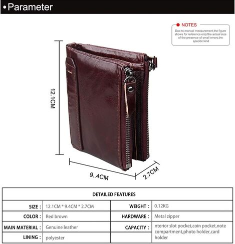 Men's Folding Double Zip Wallet RFID Blocks Retro Short Coin Purse in Saudi Arabia