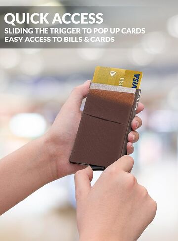 Boxiki Travel RFID Blocking Men Wallet - Aluminium Minimalist Credit Card Holder Fits 6 Cards & Notes - Pop Up Metal Card Wallet with Sleek Gray Design in Saudi Arabia