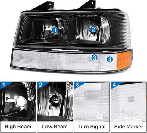 مجموعة المصابيح الأمامية تناسب 2003-2022 Chevy Express|GMC Savana 1500 2500 3500 جانب السائق وجانب الركاب in Saudi Arabia
