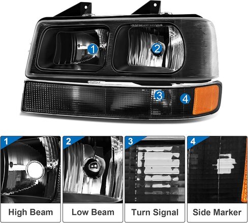 مجموعة المصابيح الأمامية تناسب 2003-2022 Chevy Express|GMC Savana 1500 2500 3500 جانب السائق وجانب الركاب in Saudi Arabia
