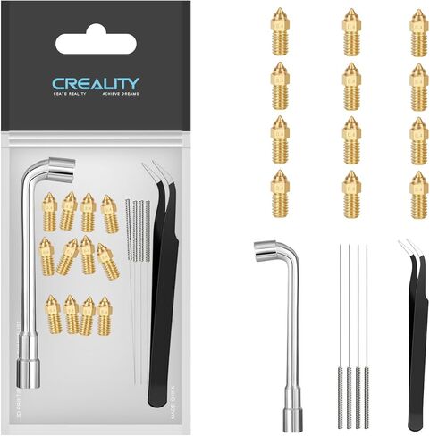 فوهات Creality Ender 3 V3 SE 12 قطعة، 0.4 مم أصلية عالية السرعة M6 خيوط نحاسية ذات نهاية ساخنة مقاومة لدرجات الحرارة العالية للطابعة Ender 5 S1، Ender 7 ثلاثية الأبعاد in Kuwait