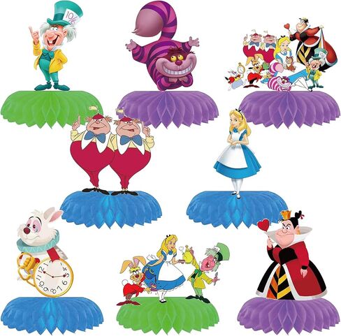 Alice in Wonderland Birthday Party Supplies, Supplies Honeycomb Centerpiece,8Pcs 3D Table Decorations for Girls Boys in Kuwait