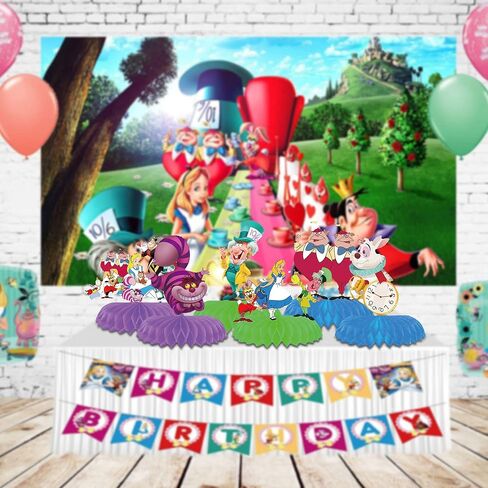 Alice in Wonderland Birthday Party Supplies, Supplies Honeycomb Centerpiece,8Pcs 3D Table Decorations for Girls Boys in Kuwait