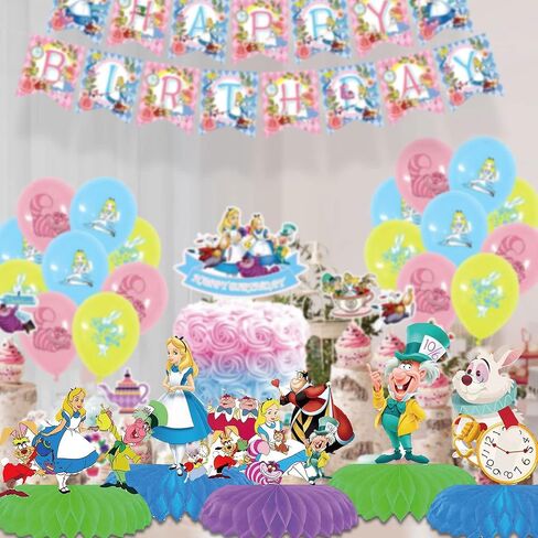 Alice in Wonderland Birthday Party Supplies, Supplies Honeycomb Centerpiece,8Pcs 3D Table Decorations for Girls Boys in Kuwait