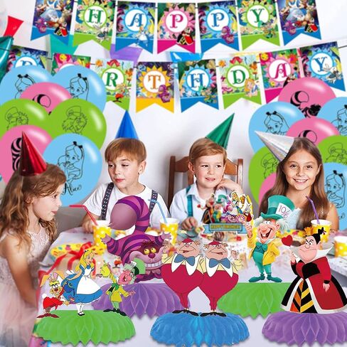 Alice in Wonderland Birthday Party Supplies, Supplies Honeycomb Centerpiece,8Pcs 3D Table Decorations for Girls Boys in Kuwait