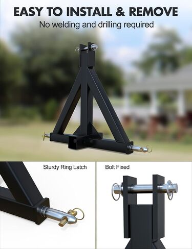3 Point 2" Receiver Trailer Hitch Category 1Tractor Tow Drawbar Pull Black Heavy Duty Compatible for Kubota, John Deere, BX, LM25H, Cat, WLM Tractor, NorTrac, Yanmar, Kioti in Saudi Arabia