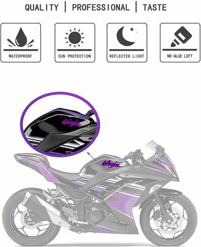 ملصق لاصق للدراجة النارية المسطحة المسطحة متوافق مع Kawasaki Ninja ZX6R ZX10R ZX9R ZX12R ZX14R 300 400 650 1000 (أسود وأحمر)، عبوة من قطعتين in Kuwait