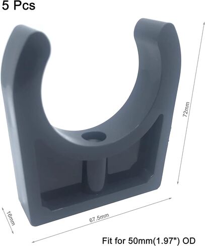 PVC Pipe Clamps Clips for 50mm/1.97 Inch OD U-Hook TV Trays Tubing Hose Hanger Support Pex Tubing Dark Grey 5pcs in Saudi Arabia