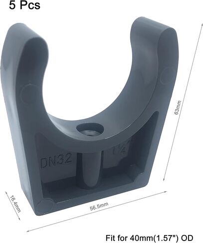 PVC Pipe Clamps Clips for 50mm/1.97 Inch OD U-Hook TV Trays Tubing Hose Hanger Support Pex Tubing Dark Grey 5pcs in Saudi Arabia