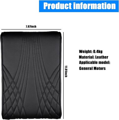 قطعة واحدة من وسادة مسند الذراع لوحدة التحكم المركزية من إسفنج الذاكرة للسيارة، 12.59 بوصة × 8.66 بوصة × 1.96 بوصة، وسادة معززة لصندوق مسند الذراع من الجلد المموج، عالمية لجميع المواسم، مناسبة لمعظم الموديلات (أسود) in Kuwait