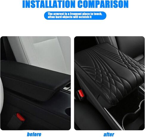 قطعة واحدة من وسادة مسند الذراع لوحدة التحكم المركزية من إسفنج الذاكرة للسيارة، 12.59 بوصة × 8.66 بوصة × 1.96 بوصة، وسادة معززة لصندوق مسند الذراع من الجلد المموج، عالمية لجميع المواسم، مناسبة لمعظم الموديلات (أسود) in Kuwait