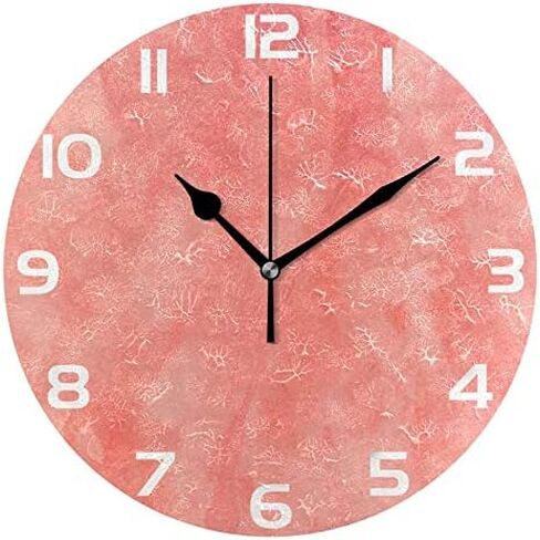 ALAZA Vintage Coral Color Round Wall Clock, Silent Non Ticking Oil Painting Home Office School Decorative Clock Art in Saudi Arabia