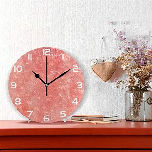 ALAZA Vintage Coral Color Round Wall Clock, Silent Non Ticking Oil Painting Home Office School Decorative Clock Art in Saudi Arabia
