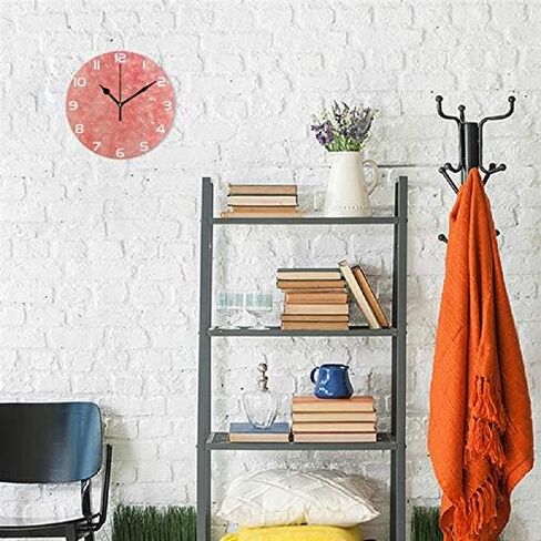 ALAZA Vintage Coral Color Round Wall Clock, Silent Non Ticking Oil Painting Home Office School Decorative Clock Art in Saudi Arabia