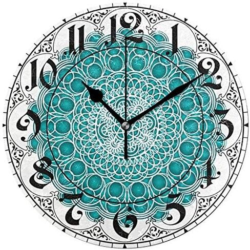 ALAZA Vintage Coral Color Round Wall Clock, Silent Non Ticking Oil Painting Home Office School Decorative Clock Art in Saudi Arabia