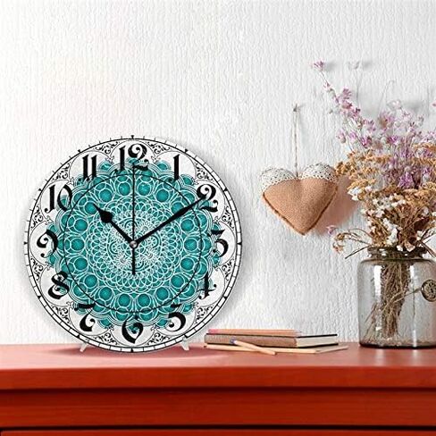ALAZA Vintage Coral Color Round Wall Clock, Silent Non Ticking Oil Painting Home Office School Decorative Clock Art in Saudi Arabia