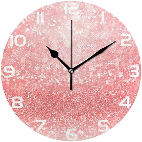 ALAZA Vintage Coral Color Round Wall Clock, Silent Non Ticking Oil Painting Home Office School Decorative Clock Art in Saudi Arabia
