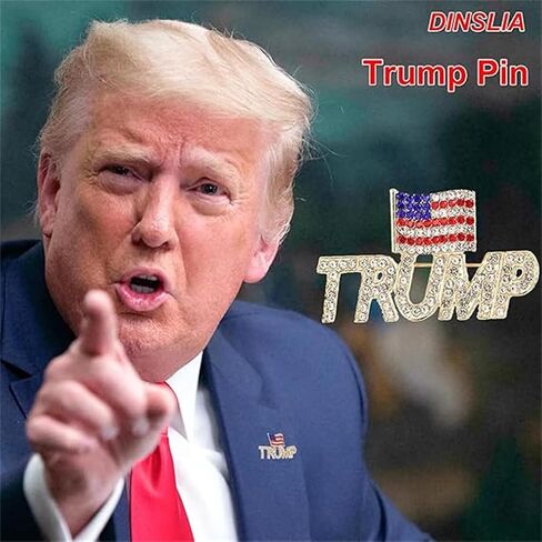 liuruiTrump Brooch دونالد ترامب 2024 بروش الرئيس ترامب كلمة Lable تذكارية دبوس شارة بروش للهدايا ذكرى الانتخابات الرئاسية 2024 كريستال ترامب بروش مع العلم الأمريكي in Kuwait
