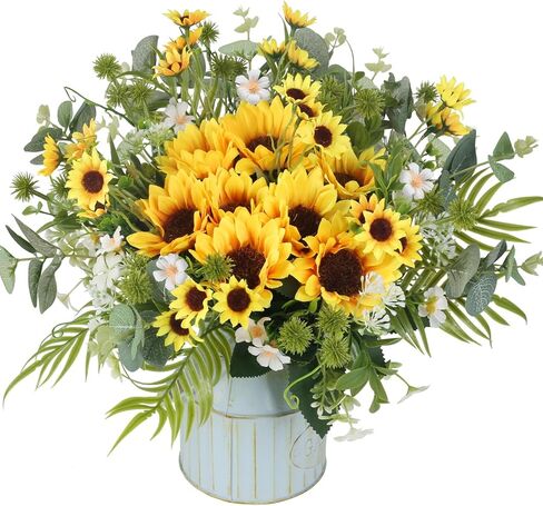 HUAESIN Artificial Flowers Fake Sunflowers 8 Bunches Silk Spring Flowers Faux Sunflower Arrangements for Table Centerpieces Home Kitchen Office Windowsill Hanging Wedding Decor in Kuwait