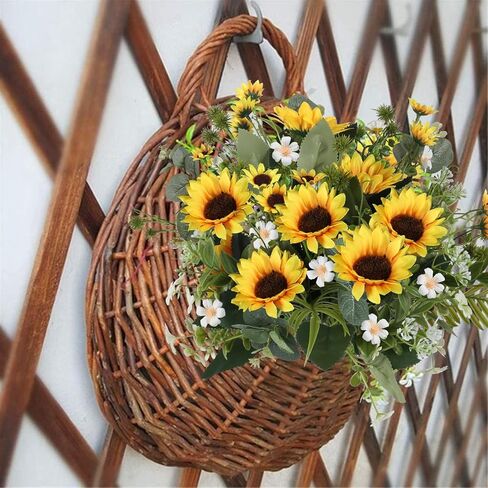 HUAESIN Artificial Flowers Fake Sunflowers 8 Bunches Silk Spring Flowers Faux Sunflower Arrangements for Table Centerpieces Home Kitchen Office Windowsill Hanging Wedding Decor in Kuwait