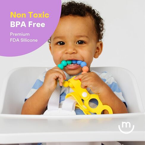 Rainbow Ring Teether | Soft, Easy Grip Unisex Teether Toy | Silicone Baby Teether Ring to Help Soothe Gums | Non-Toxic and BPA Free in Saudi Arabia