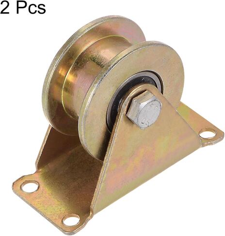 2pcs H Groove Caster 2.2" H-Shaped Sliding Gate Wheel with Bracket, Load Capacity 88lbs Per Wheel, for Inverted Track, Rolling Gate, Sliding Gate, Industrial Machines in Saudi Arabia