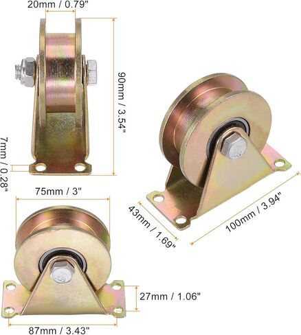 2pcs H Groove Caster 2.2" H-Shaped Sliding Gate Wheel with Bracket, Load Capacity 88lbs Per Wheel, for Inverted Track, Rolling Gate, Sliding Gate, Industrial Machines in Saudi Arabia