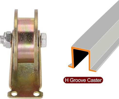 2pcs H Groove Caster 2.2" H-Shaped Sliding Gate Wheel with Bracket, Load Capacity 88lbs Per Wheel, for Inverted Track, Rolling Gate, Sliding Gate, Industrial Machines in Saudi Arabia
