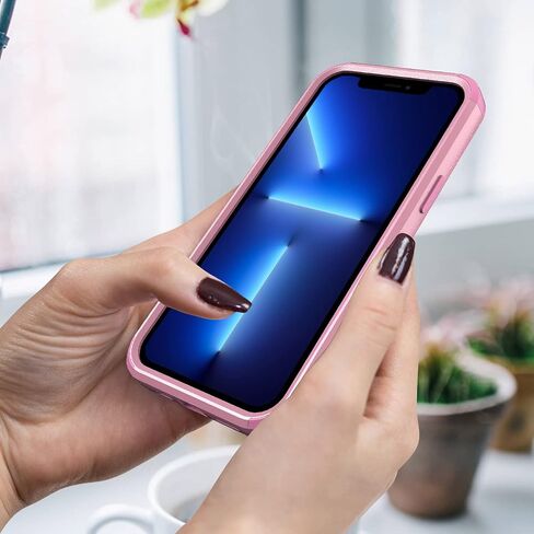 Tksafy Case Designed for iPhone 13 Pro Max, Heavy duty Shockproof Protective Three Layers Phone Bumper Cover with Full Body Rubber Armor Bumper Dropproof Protection for iPhone 13 Pro Max, Pink in Saudi Arabia