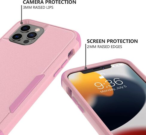 Tksafy Case Designed for iPhone 13 Pro Max, Heavy duty Shockproof Protective Three Layers Phone Bumper Cover with Full Body Rubber Armor Bumper Dropproof Protection for iPhone 13 Pro Max, Pink in Saudi Arabia