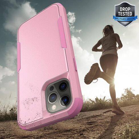 Tksafy Case Designed for iPhone 13 Pro Max, Heavy duty Shockproof Protective Three Layers Phone Bumper Cover with Full Body Rubber Armor Bumper Dropproof Protection for iPhone 13 Pro Max, Pink in Saudi Arabia