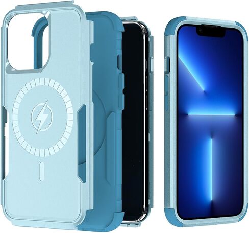 Tksafy Case Designed for iPhone 13 Pro Max, Heavy duty Shockproof Protective Three Layers Phone Bumper Cover with Full Body Rubber Armor Bumper Dropproof Protection for iPhone 13 Pro Max, Pink in Saudi Arabia