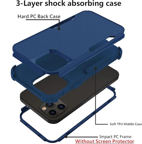 حافظة Tksafy مصممة لهاتف iPhone 13 Pro Max، غطاء حماية متين مقاوم للصدمات من ثلاث طبقات مع درع مطاطي كامل الجسم لحماية ضد السقوط لهاتف iPhone 13 Pro Max، وردي in Kuwait