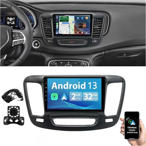 2015-2017 Chrysler 200 Radio Upgrade، نظام تشغيل Android 13 ستيريو للسيارة Chrysler 200، شاشة لمس 9 بوصة نظام تحديد المواقع العالمي (GPS)، كاميرا احتياطية AHD، تشغيل لاسلكي مدمج، 2 + 32 جيجابايت in Kuwait