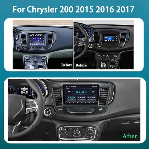 2015-2017 Chrysler 200 Radio Upgrade، نظام تشغيل Android 13 ستيريو للسيارة Chrysler 200، شاشة لمس 9 بوصة نظام تحديد المواقع العالمي (GPS)، كاميرا احتياطية AHD، تشغيل لاسلكي مدمج، 2 + 32 جيجابايت in Kuwait