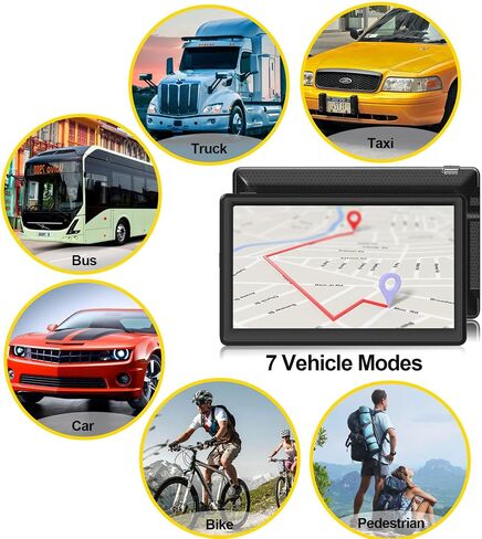 نظام ملاحة GPS للسيارة - نظام ملاحة GPS مع خرائط أمريكا كندا 2024، تحديث مجاني للخرائط مدى الحياة، نظام تحديد المواقع العالمي بشاشة لمس 7 بوصة، لشبه الشاحنة، RV، سائق الشاحنة in Saudi Arabia