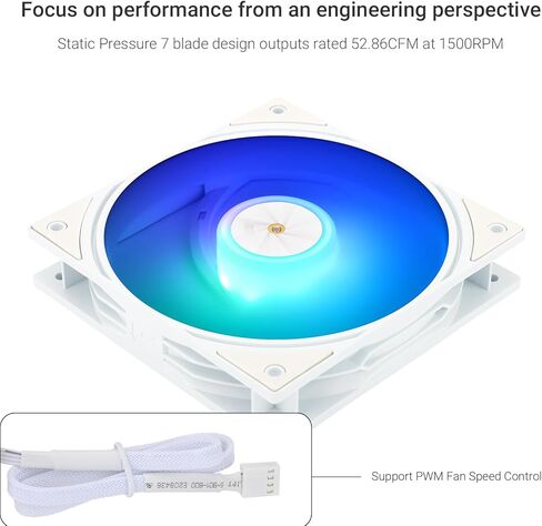 Thermalright TL-P12W-S CPU Case Fan,White ARGB Computer Fan PWM PC Fan, 12cm Specifications Silent Cooler Fan, 1500RPM Speed, PC CPU Cooling Fan in Saudi Arabia