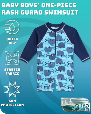 Baby Boy Swimsuit - One Piece Long Sleeve Sun Protection Rash Guard Sunsuit - Boys Beachwear Bathing Suit (0-24M) in Saudi Arabia