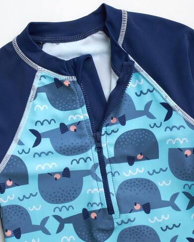 Baby Boy Swimsuit - One Piece Long Sleeve Sun Protection Rash Guard Sunsuit - Boys Beachwear Bathing Suit (0-24M) in Saudi Arabia