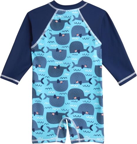 Baby Boy Swimsuit - One Piece Long Sleeve Sun Protection Rash Guard Sunsuit - Boys Beachwear Bathing Suit (0-24M) in Saudi Arabia