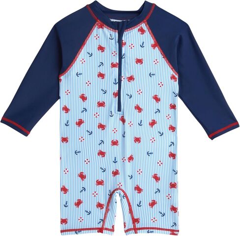 Baby Boy Swimsuit - One Piece Long Sleeve Sun Protection Rash Guard Sunsuit - Boys Beachwear Bathing Suit (0-24M) in Saudi Arabia