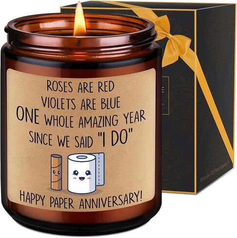 هدية الذكرى السنوية الأولى للزوجين من ليادو - ذكرى الزفاف لمدة عام واحد، هدايا مضحكة للنساء والرجال - ذكرى سنوية للزفاف، الذكرى السنوية الأولى للزفاف، شمعة الذكرى السنوية الورقية السعيدة in Kuwait