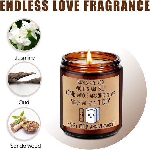 هدية الذكرى السنوية الأولى للزوجين من ليادو - ذكرى الزفاف لمدة عام واحد، هدايا مضحكة للنساء والرجال - ذكرى سنوية للزفاف، الذكرى السنوية الأولى للزفاف، شمعة الذكرى السنوية الورقية السعيدة in Kuwait