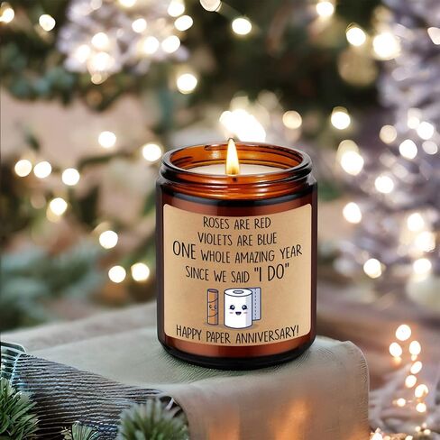 هدية الذكرى السنوية الأولى للزوجين من ليادو - ذكرى الزفاف لمدة عام واحد، هدايا مضحكة للنساء والرجال - ذكرى سنوية للزفاف، الذكرى السنوية الأولى للزفاف، شمعة الذكرى السنوية الورقية السعيدة in Kuwait