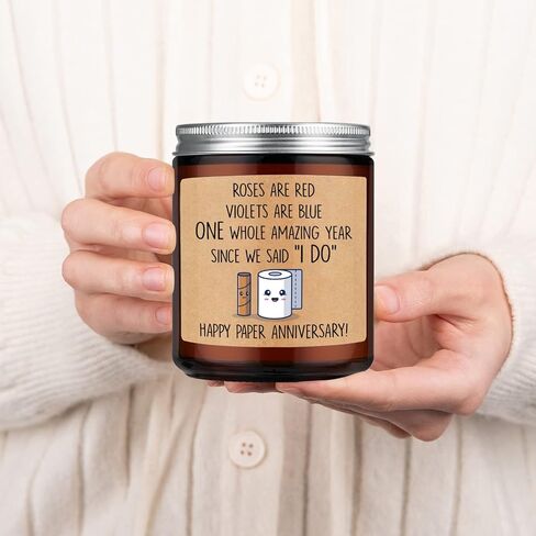 هدية الذكرى السنوية الأولى للزوجين من ليادو - ذكرى الزفاف لمدة عام واحد، هدايا مضحكة للنساء والرجال - ذكرى سنوية للزفاف، الذكرى السنوية الأولى للزفاف، شمعة الذكرى السنوية الورقية السعيدة in Kuwait