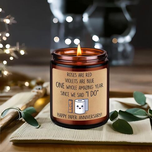 هدية الذكرى السنوية الأولى للزوجين من ليادو - ذكرى الزفاف لمدة عام واحد، هدايا مضحكة للنساء والرجال - ذكرى سنوية للزفاف، الذكرى السنوية الأولى للزفاف، شمعة الذكرى السنوية الورقية السعيدة in Kuwait